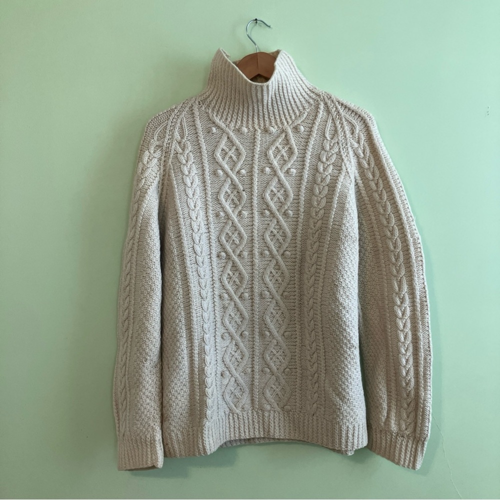 Vintage Men’s 100% Wool Cardery Cable Knit Turtleneck Sweater SZ Medium